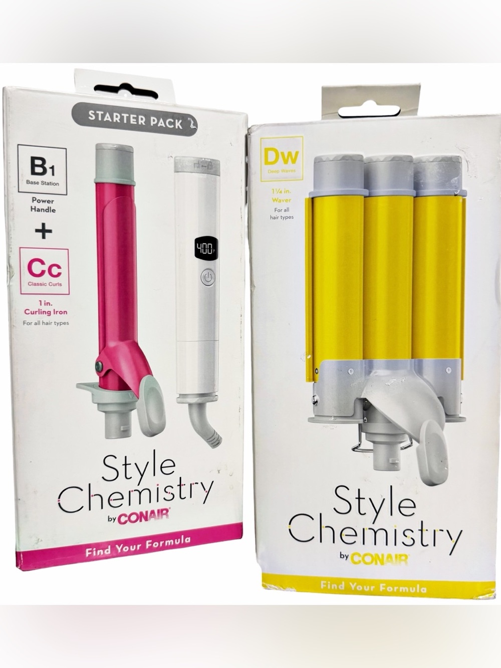 Conair Style Chemistry Starter Pack Power Handle + 1" Curling Iron + Waver - NIB